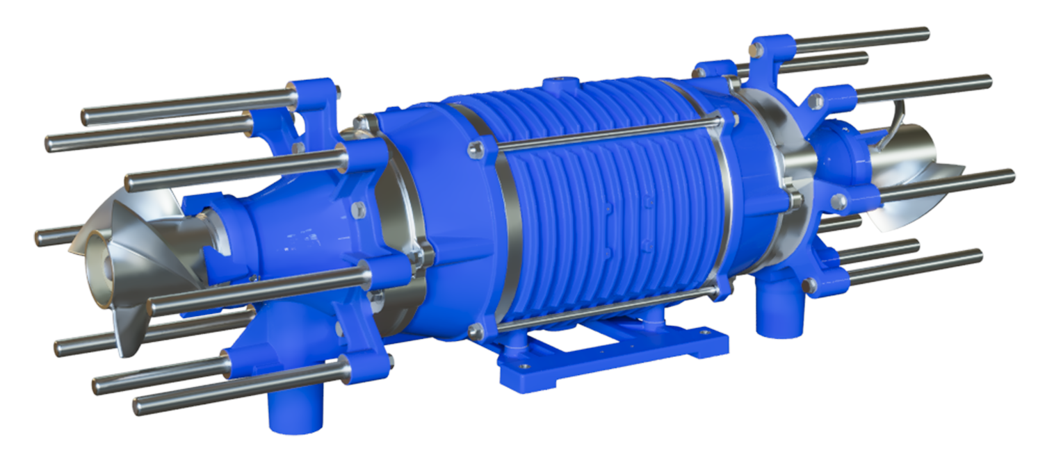 Aerador Submerso Tornado Biturbo HIGRA com duas hélices opostas para mistura completa em ETEs