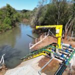 Foto aérea da aplicação de captação em água bruta do frigorífico Aurora