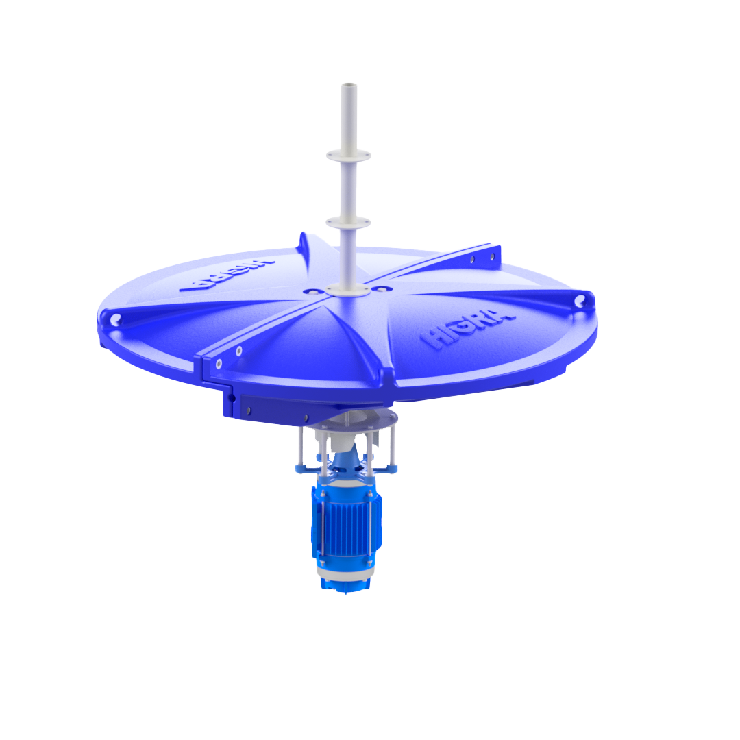 Aerador Submerso Ciclone HIGRA em operação em lagoa de tratamento de efluentes