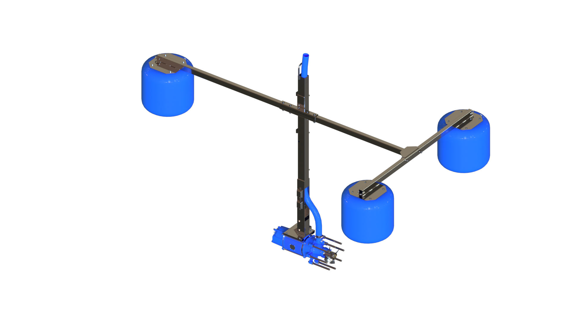 Aerador Submerso Tornado HIGRA em operação inclinada em lagoa de tratamento de efluentes