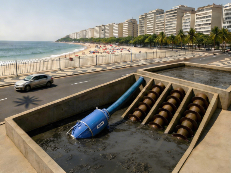 bomba anfibia em elevatória de esgoto