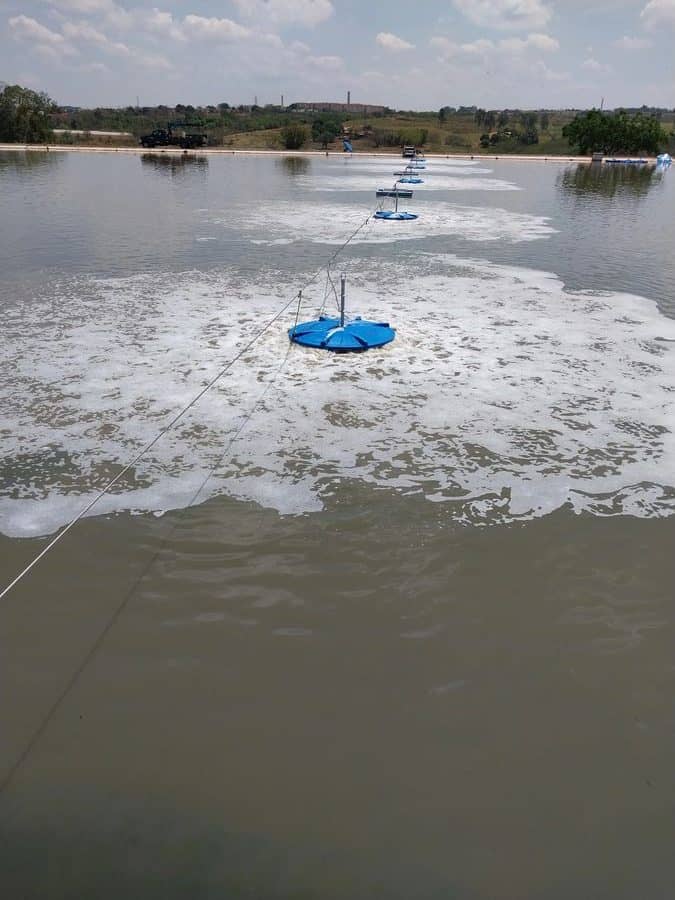 Aerador de Superfície Ciclone 8 Aerador de Superfície Ciclone Linha de aeradores Ciclone HIGRA ancorados em lagoa de tratamento de esgoto